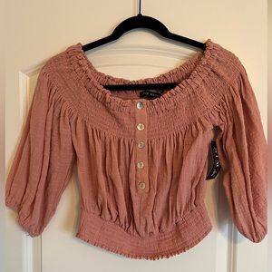 BRAND NEW off the shoulder mauve women’s top, size medium